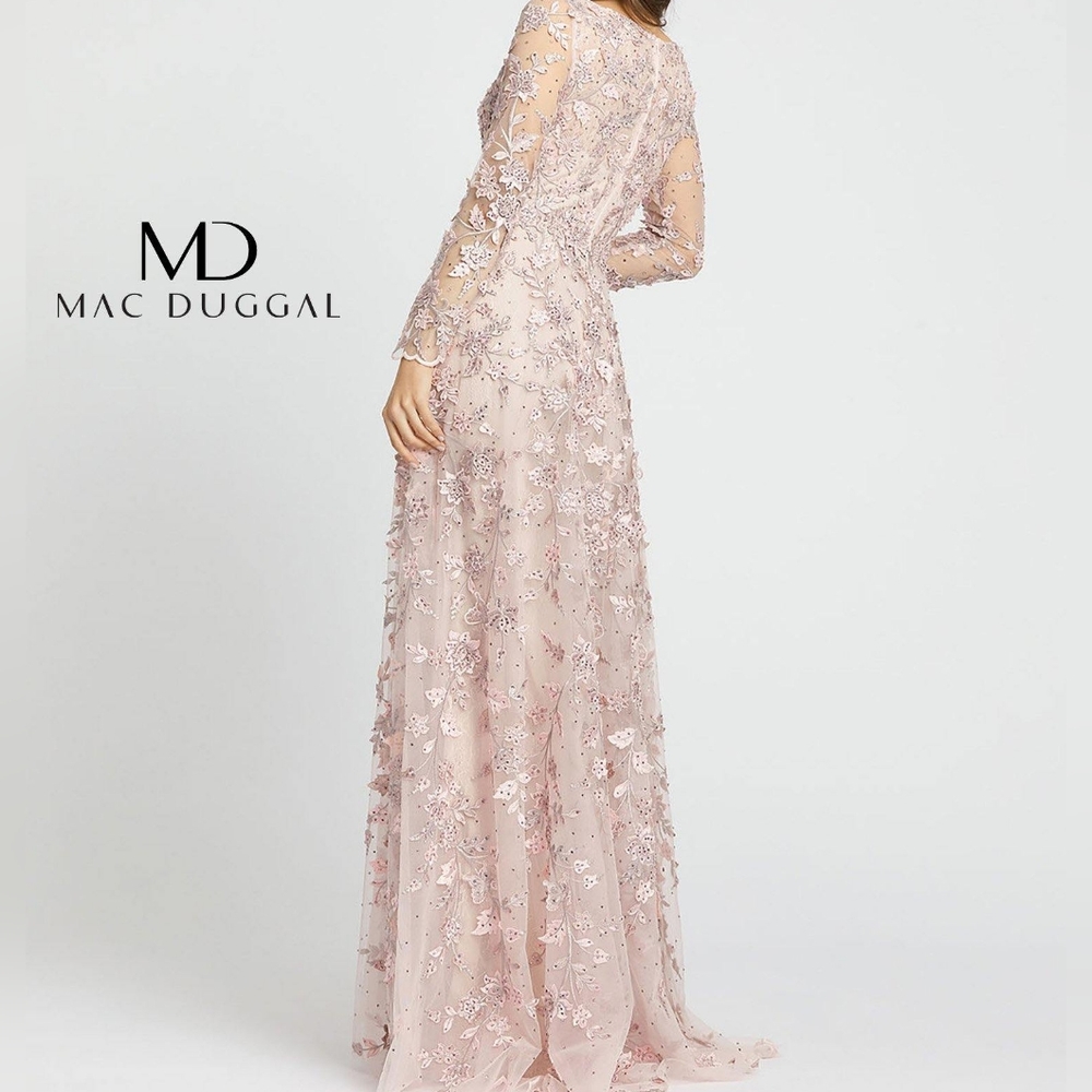 MacDuggal Rose Pink Floral Gown